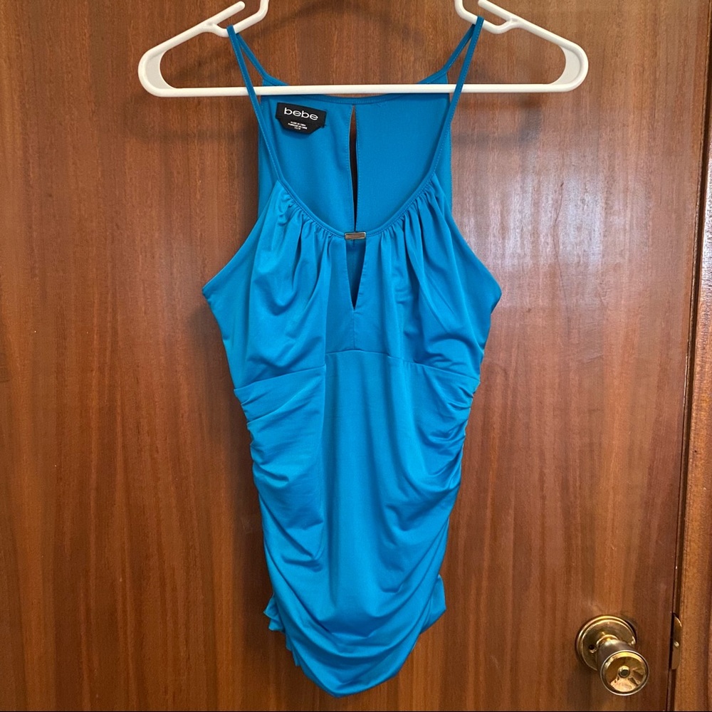Bebe Blue Halter Neck Top